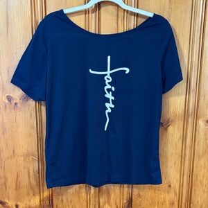 MISSLOOK Navy Blue Faith Graphic Tee - Size Large